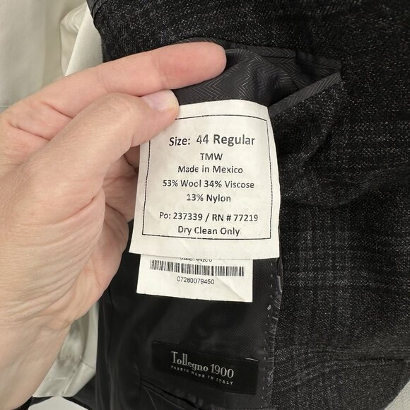 JOSEPH ABBOUD signature jacket blazer sport coat plaid wool blend gray 44R - Picture 9 of 10